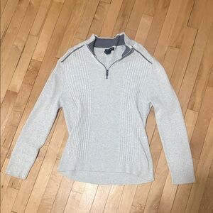 Men’s Cream Half-Zip Ribbed Sweater
